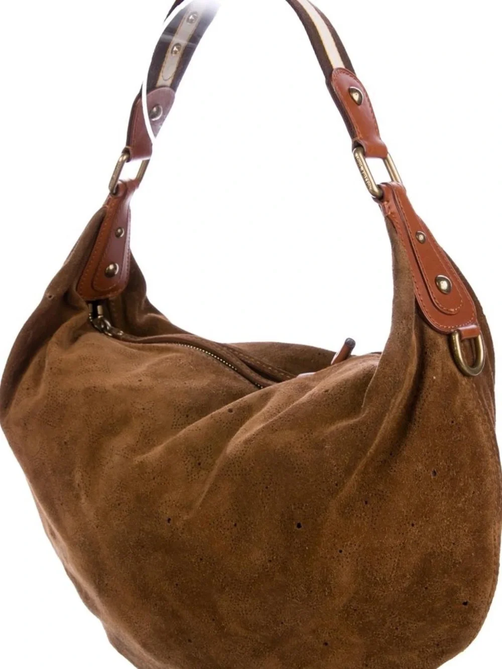 Louis Vuitton Dark Brown Suede Monogram Hobo Bag Vintage